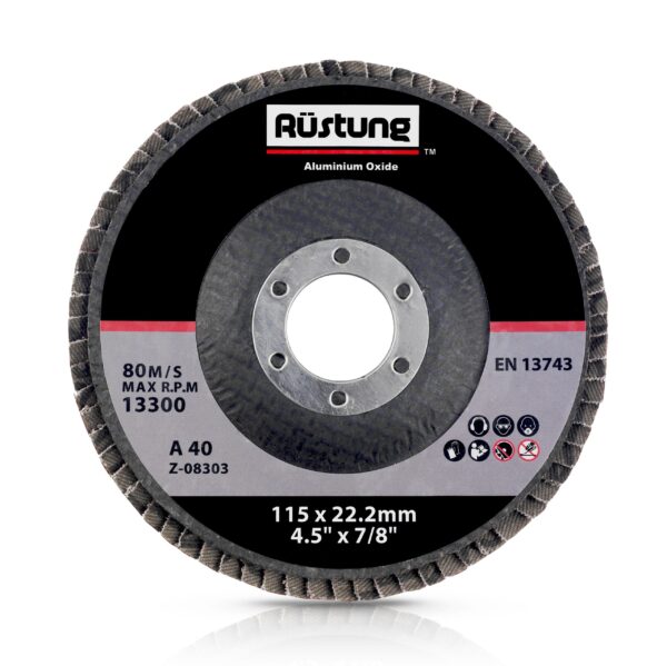 Flap Disc Aluminium Oxide | 40 Grit | 115mm | Pack of 20 | Rustung